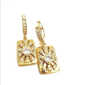 Vintage inspired charm earrings on gold huggie hoops for Women